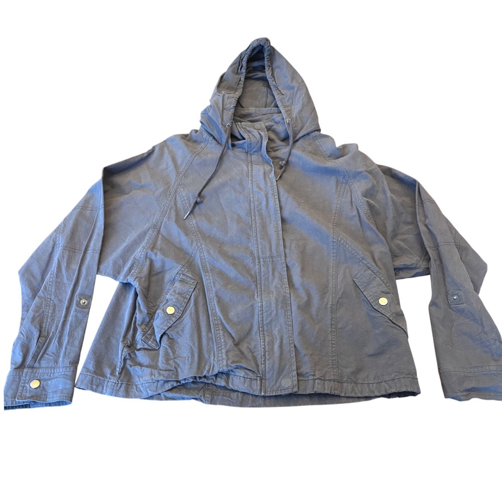 Volcom | Womens L | Hooded Utility Jacket | Charcoal Grey | Roll Tab Sleeve